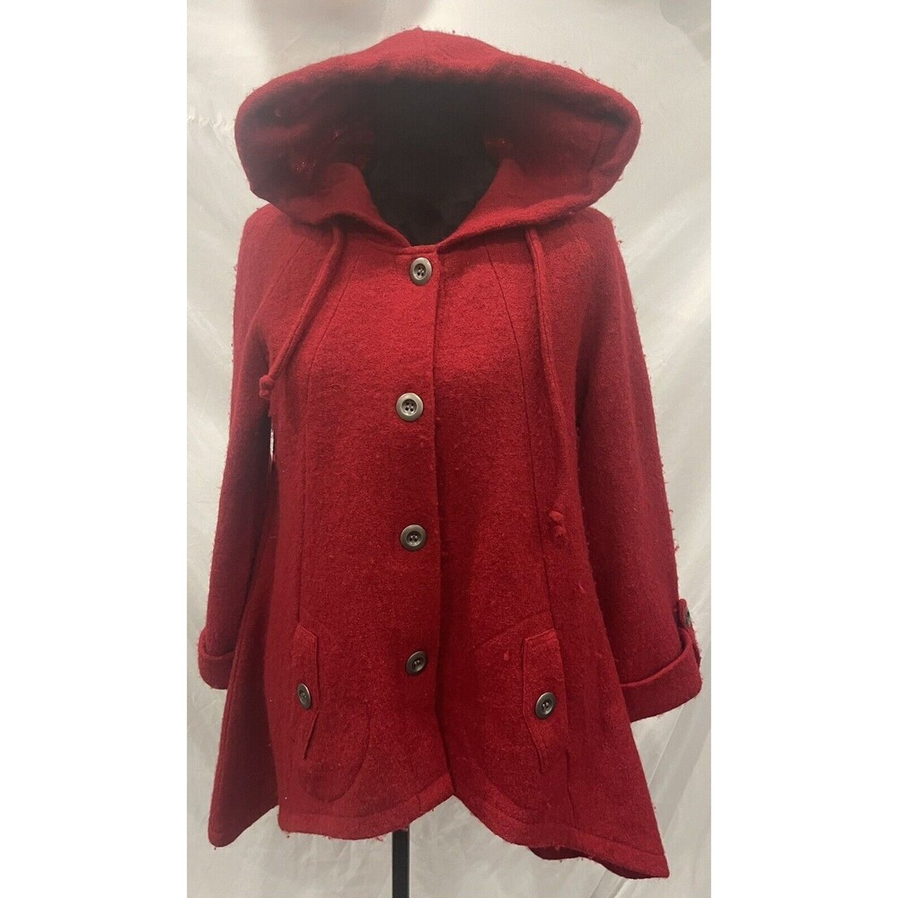 For Cynthia 100% Wool Jacket hooded Women's S Red riding hood storybook